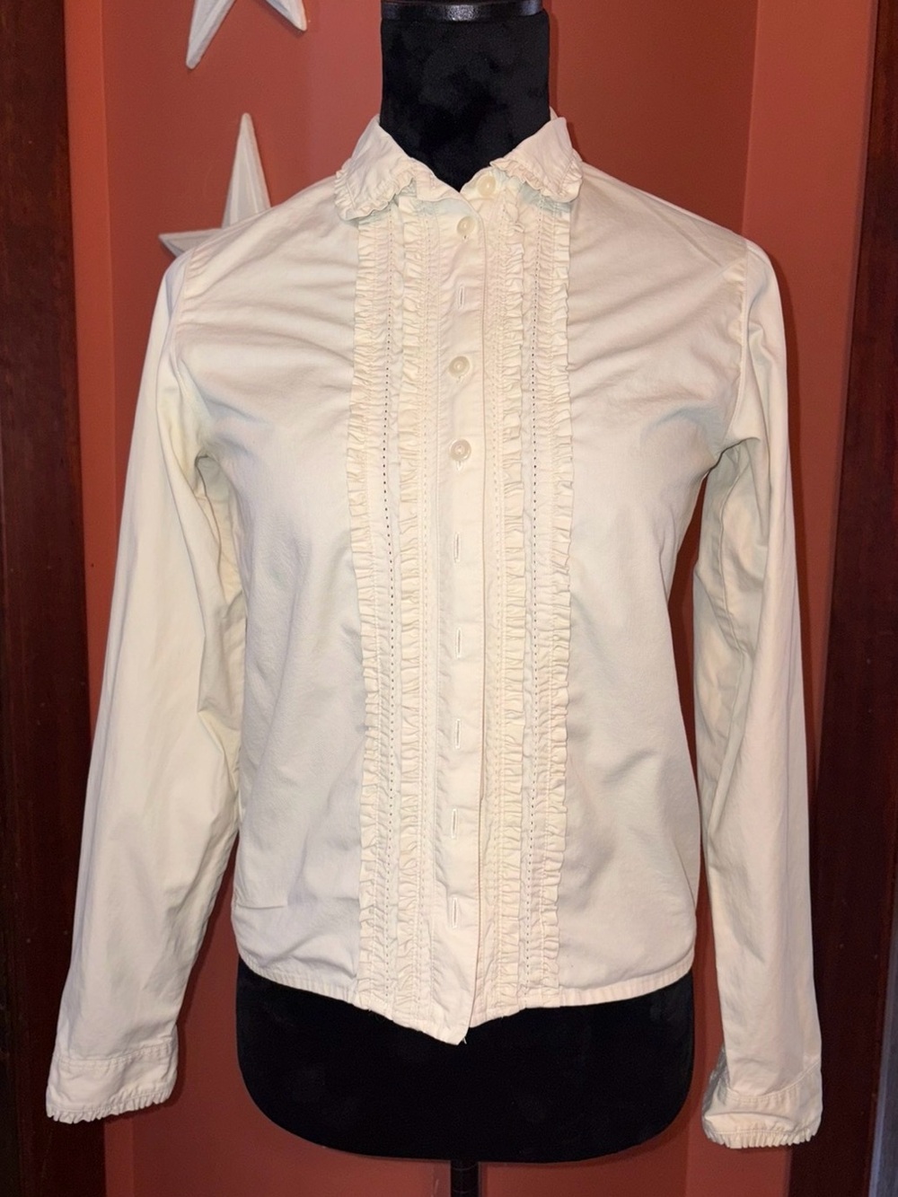vintage 1980s Ralph Lauren ruffle-neck cotton blouse